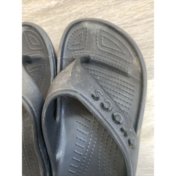 Women’s  Crocs Baya black  all synthetic thong beach pool flip flops size J3 - Picture 3 of 9